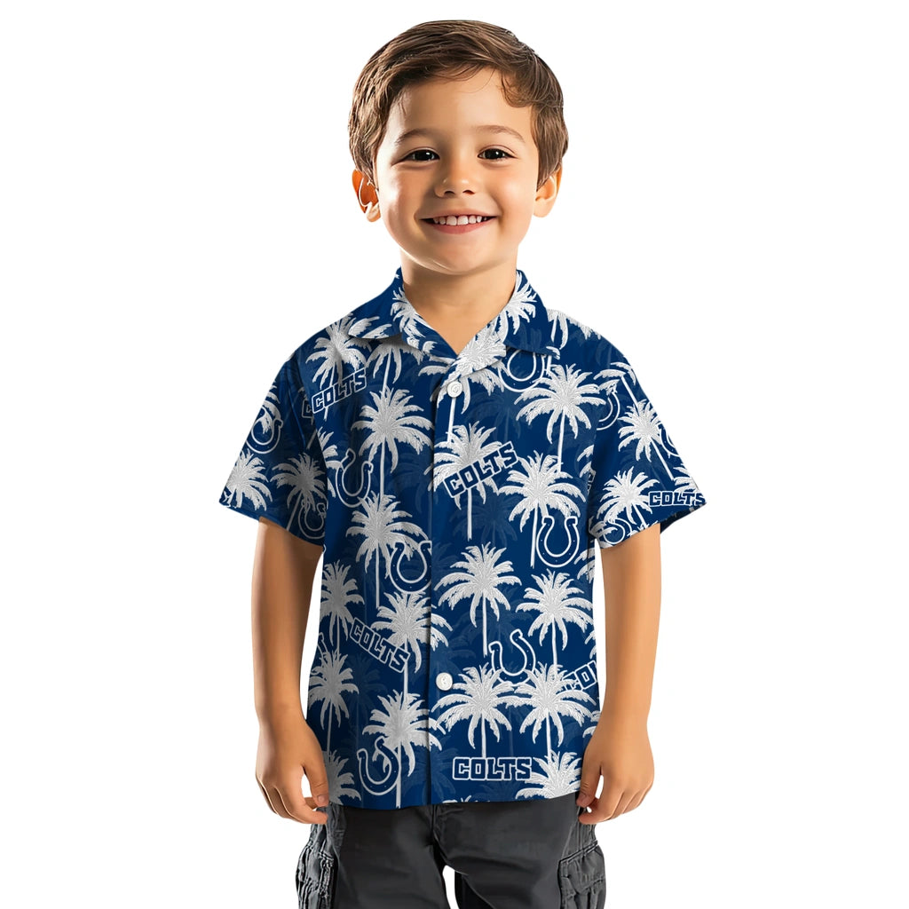 Indianapolis Colts Hawaiian Shirt - Palm Tree Motif | Hula Hawaiian Shirts