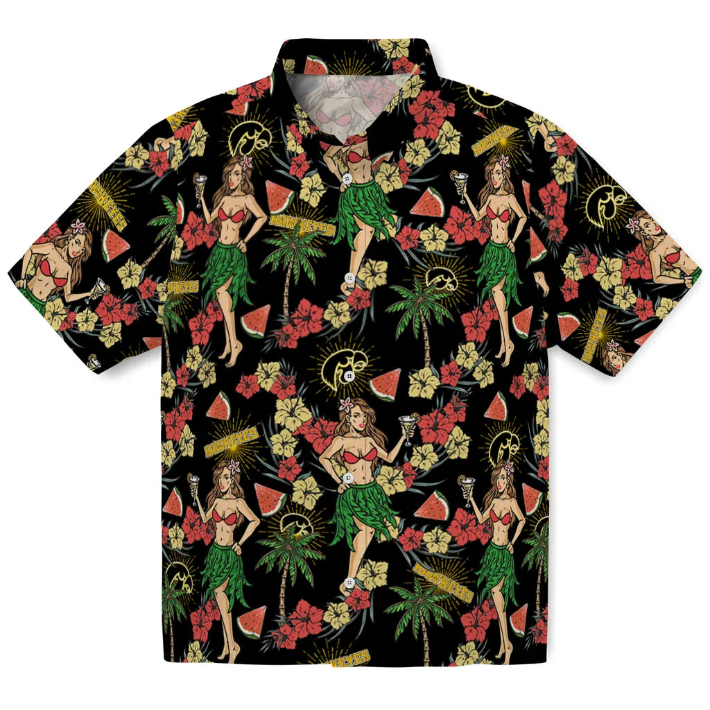 Iowa Hawkeyes Hawaiian Shirt - Hawaiian Girls Design | Hula Hawaiian Shirts