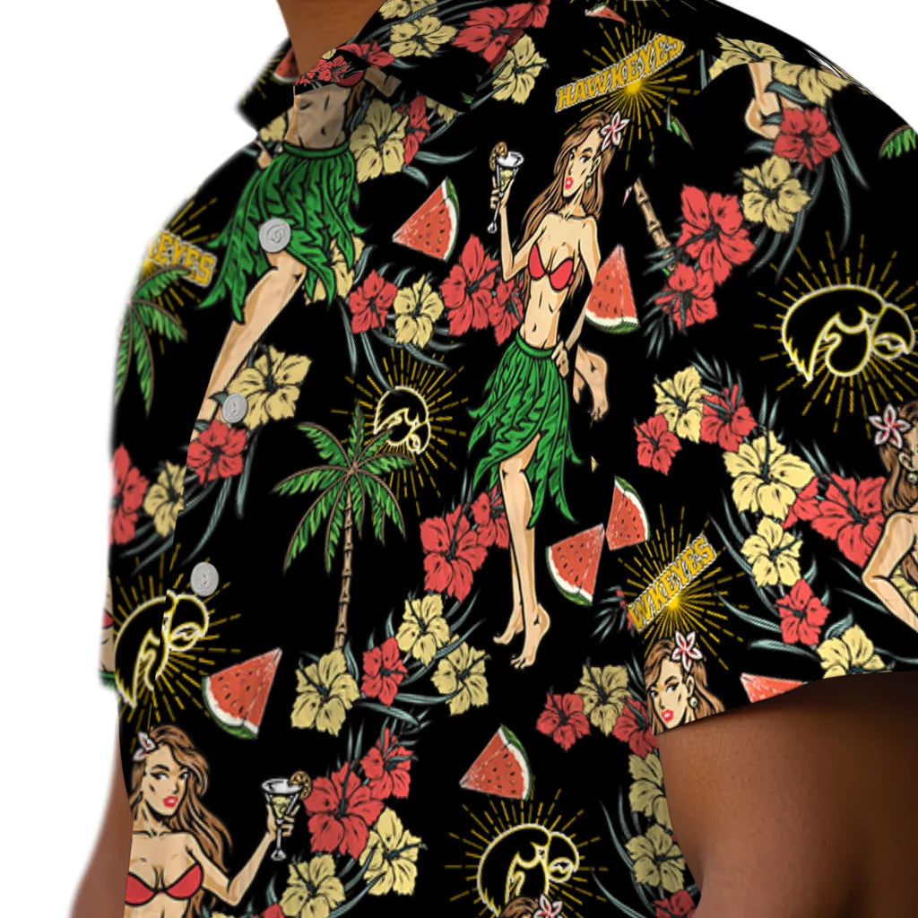 Iowa Hawkeyes Hawaiian Shirt - Hawaiian Girls Design | Hula Hawaiian Shirts