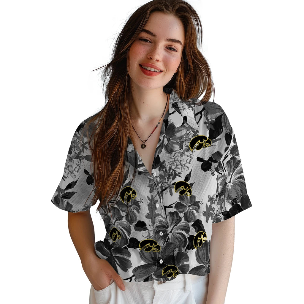 Iowa Hawkeyes Hawaiian Shirt - Hibiscus Arrangement | Hula Hawaiian Shirts
