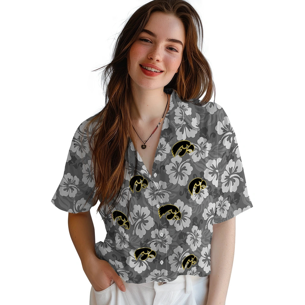 Iowa Hawkeyes Hawaiian Shirt - Hibiscus Cluster | Hula Hawaiian Shirts