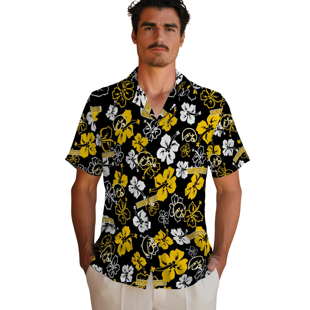 Iowa Hawkeyes Hawaiian Shirt - Hibiscus Flower Design | Hula Hawaiian Shirts