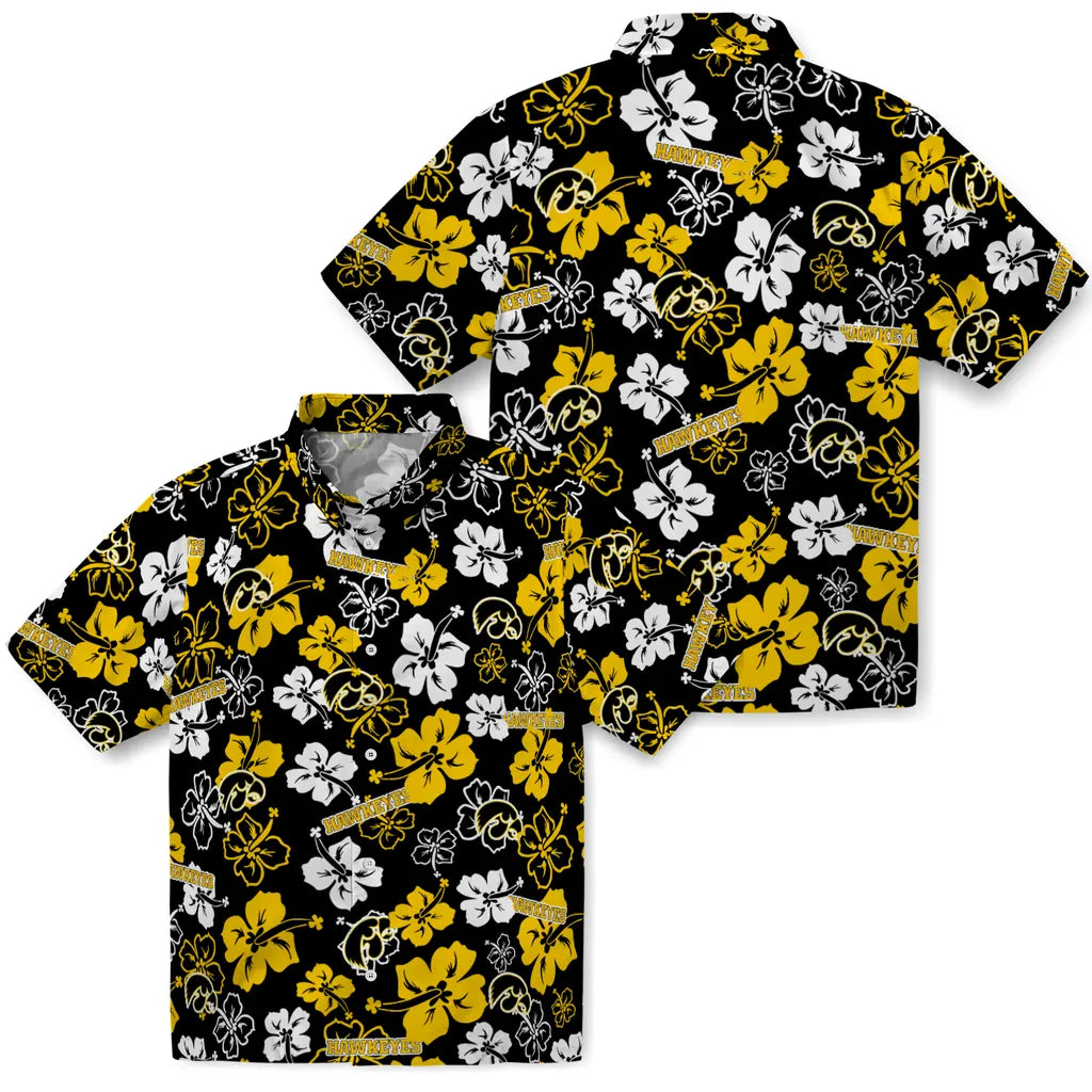 Iowa Hawkeyes Hawaiian Shirt - Hibiscus Flower Design | Hula Hawaiian Shirts