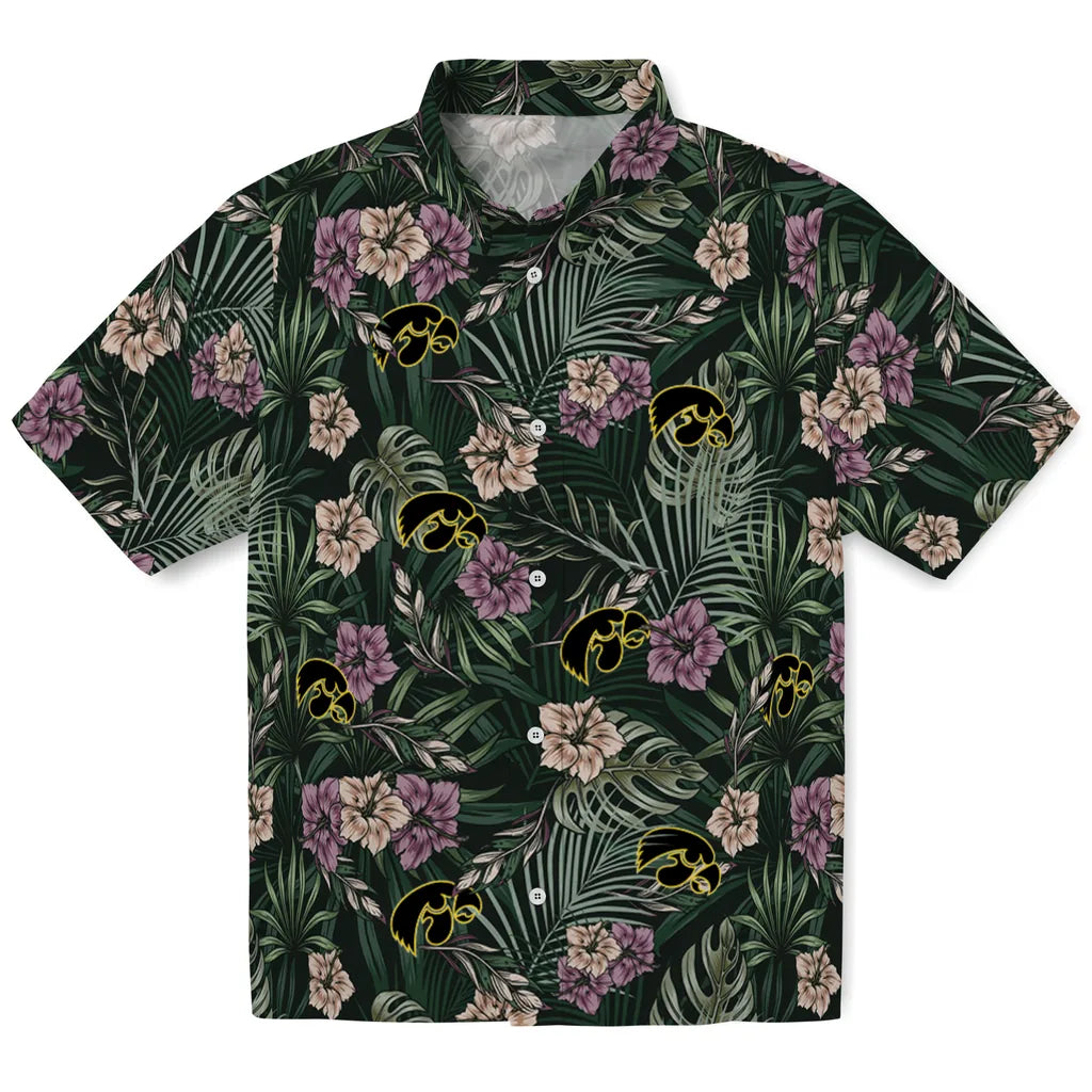Iowa Hawkeyes Hawaiian Shirt - Hibiscus Leaves Pattern | Hula Hawaiian Shirts