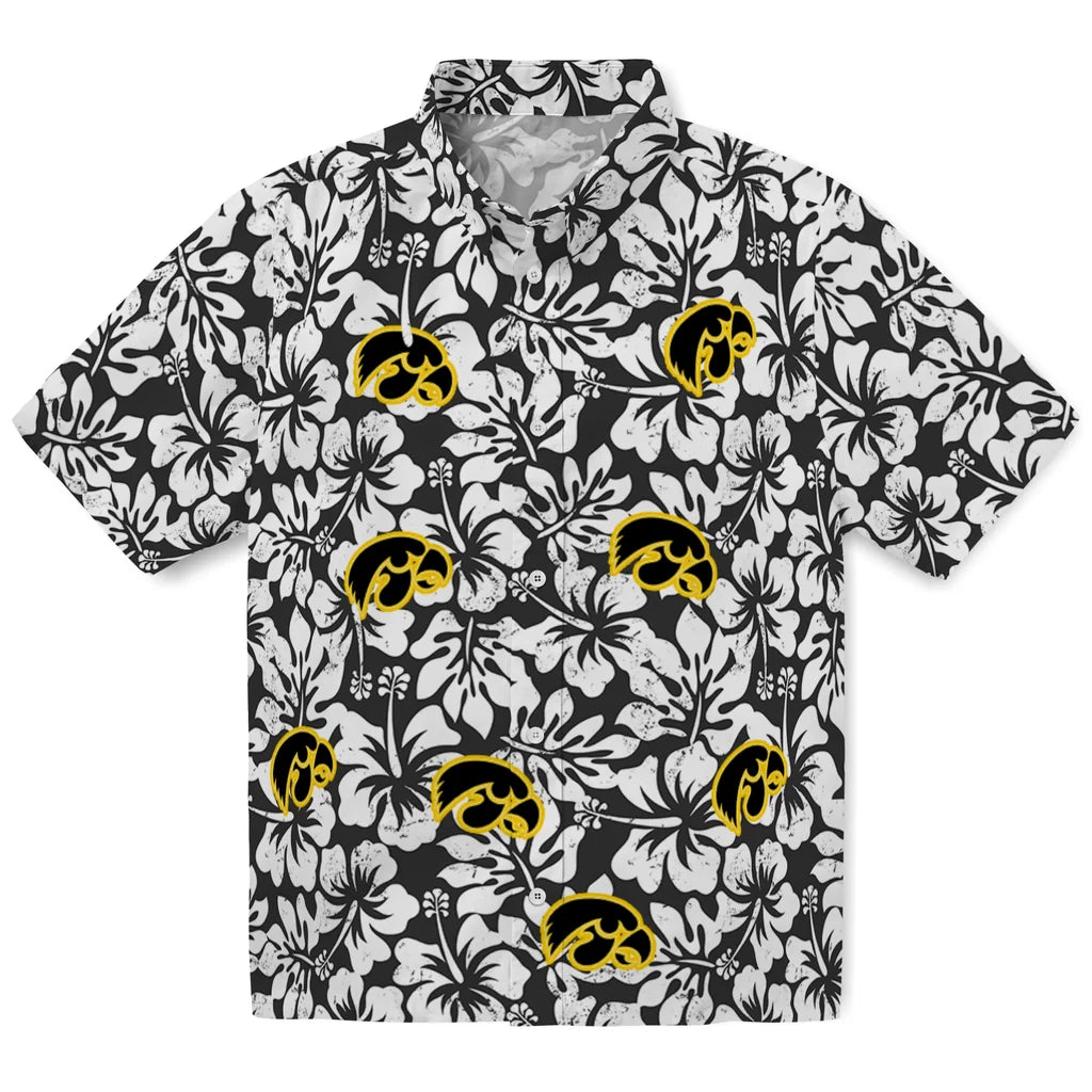 Iowa Hawkeyes Hawaiian Shirt - Hibiscus Motif | Hula Hawaiian Shirts