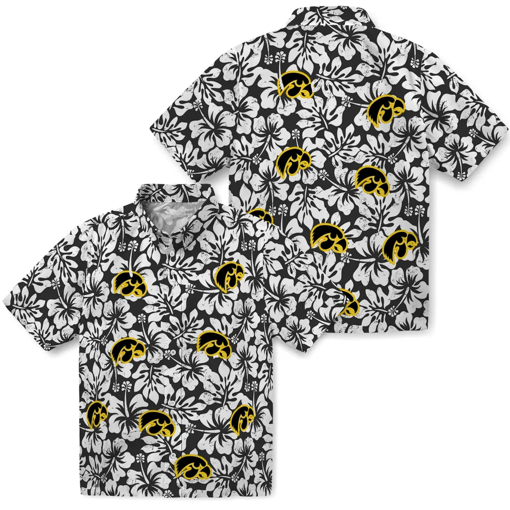 Iowa Hawkeyes Hawaiian Shirt - Hibiscus Motif | Hula Hawaiian Shirts