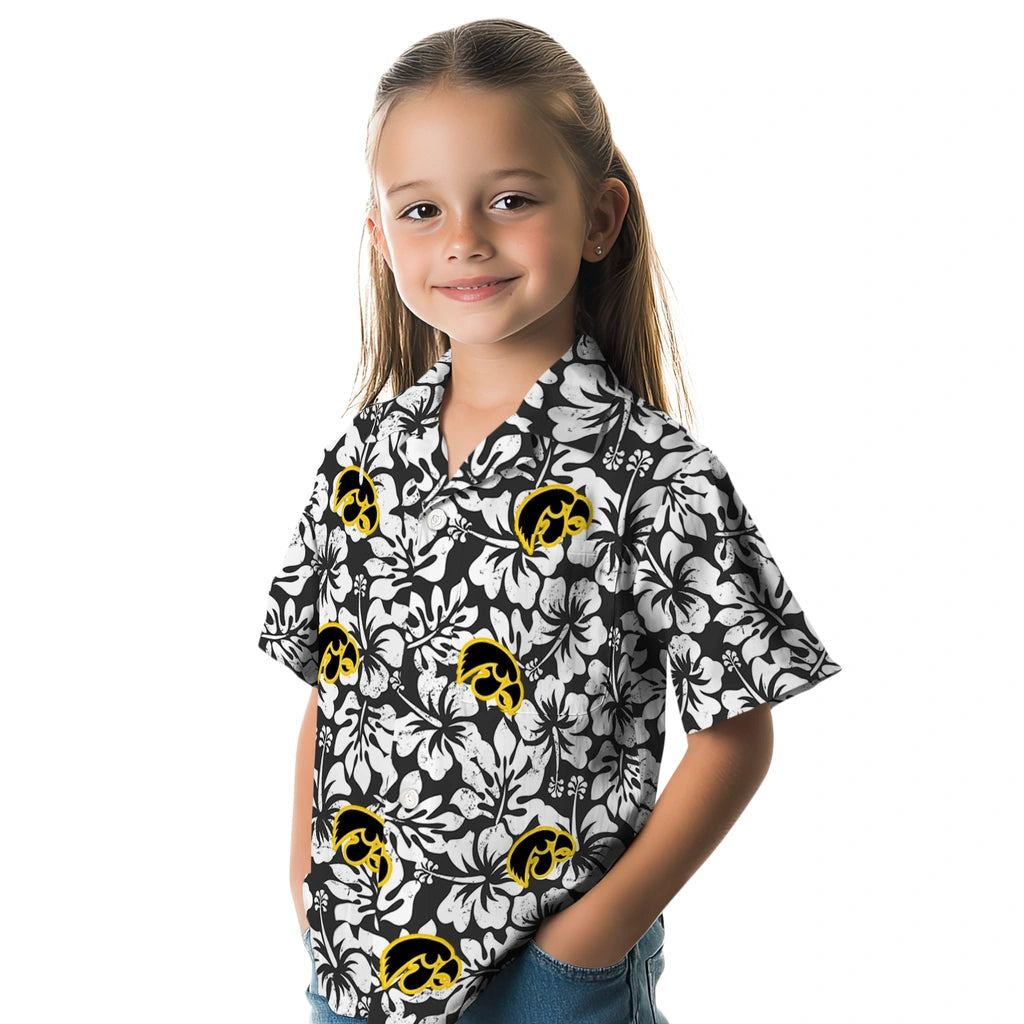 Iowa Hawkeyes Hawaiian Shirt - Hibiscus Motif | Hula Hawaiian Shirts