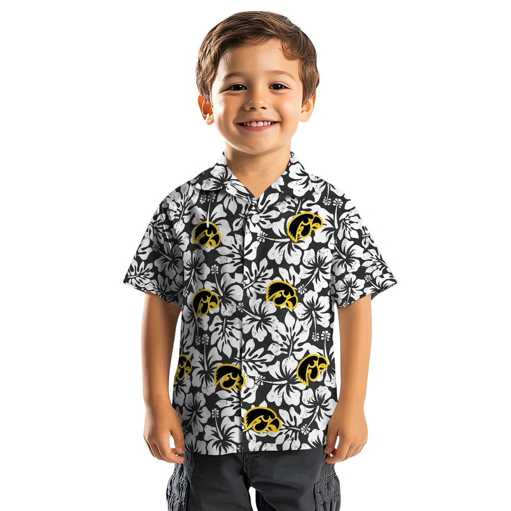 Iowa Hawkeyes Hawaiian Shirt - Hibiscus Motif | Hula Hawaiian Shirts