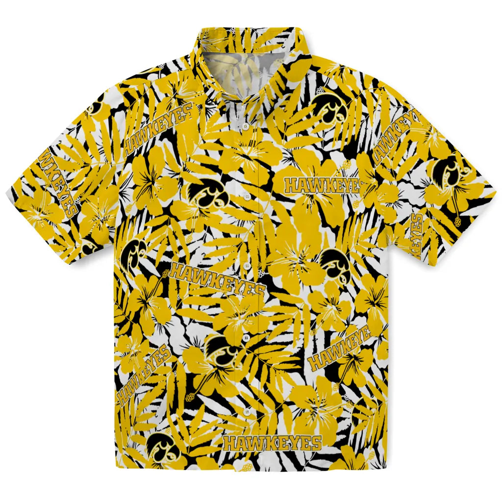 Iowa Hawkeyes Hawaiian Shirt - Hibiscus Overlay | Hula Hawaiian Shirts