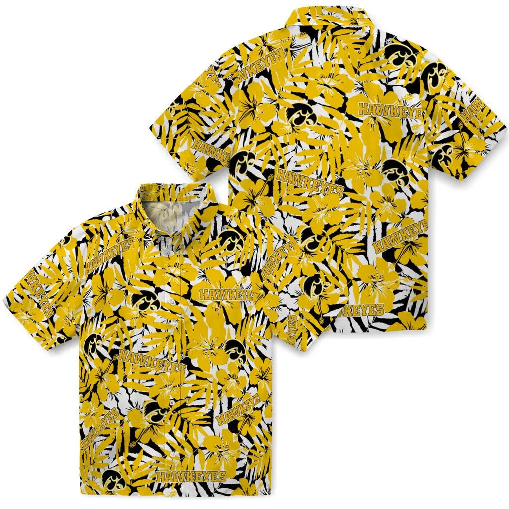 Iowa Hawkeyes Hawaiian Shirt - Hibiscus Overlay | Hula Hawaiian Shirts