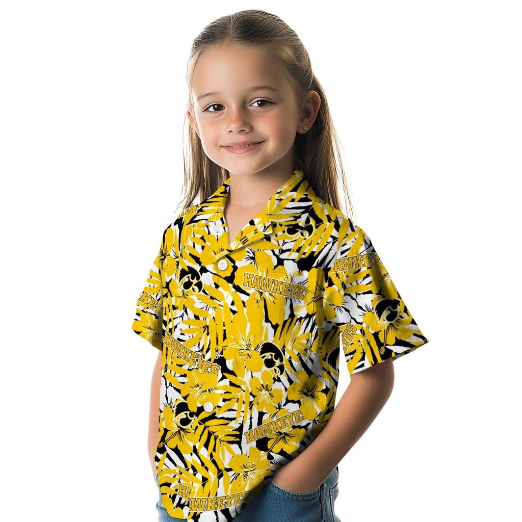 Iowa Hawkeyes Hawaiian Shirt - Hibiscus Overlay | Hula Hawaiian Shirts