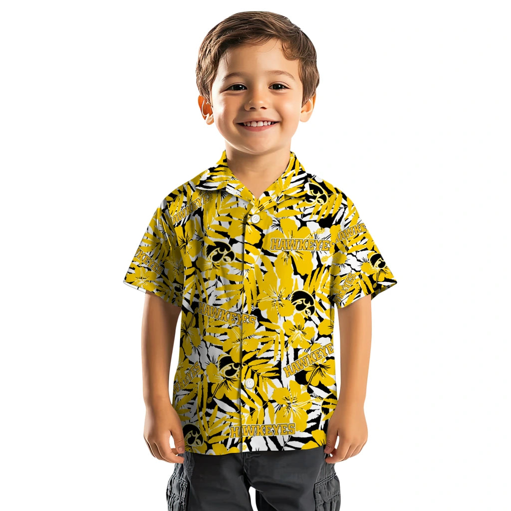 Iowa Hawkeyes Hawaiian Shirt - Hibiscus Overlay | Hula Hawaiian Shirts