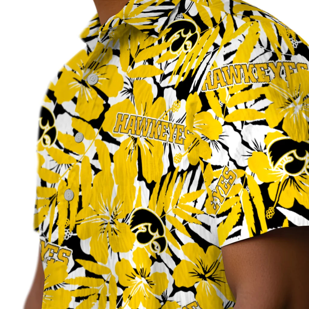 Iowa Hawkeyes Hawaiian Shirt - Hibiscus Overlay | Hula Hawaiian Shirts
