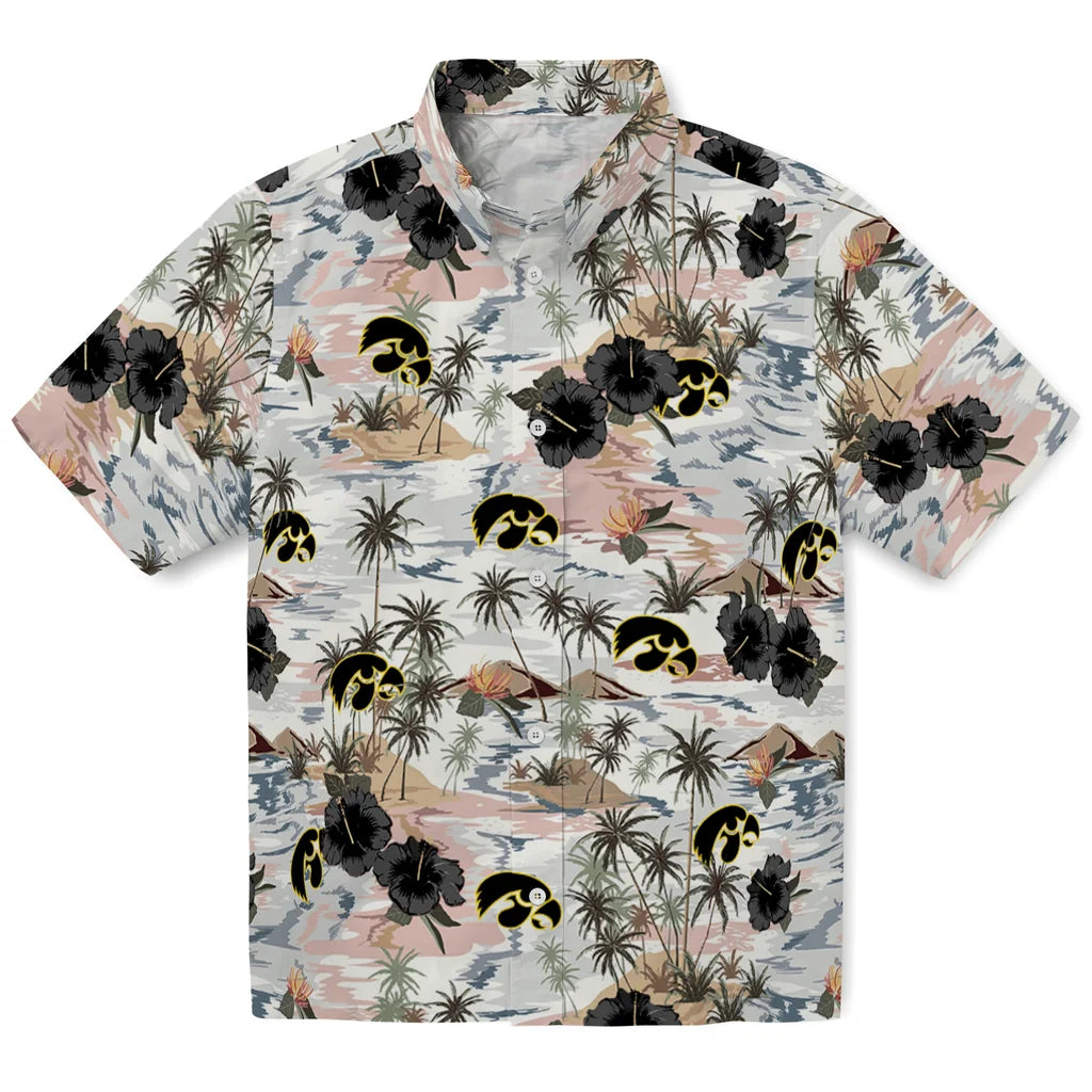 Iowa Hawkeyes Hawaiian Shirt - Hibiscus Seaside | Hula Hawaiian Shirts