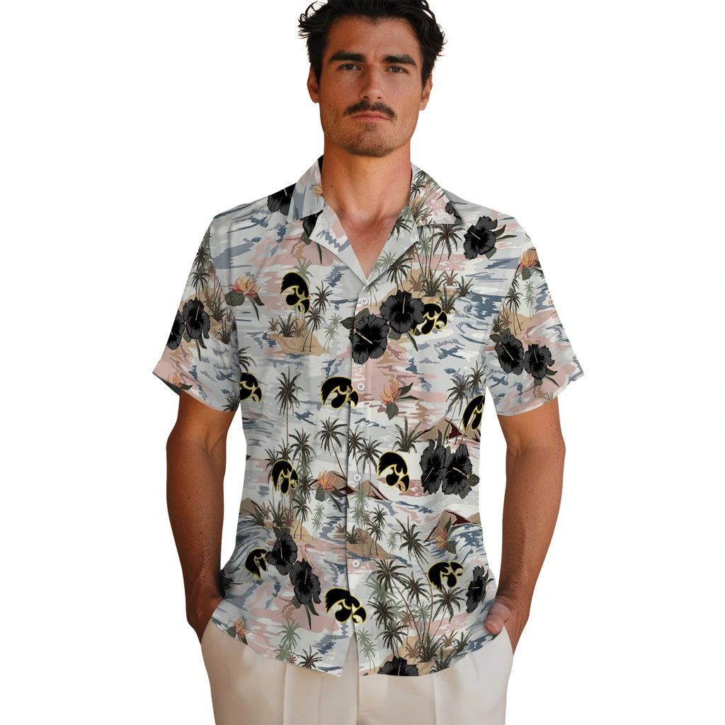 Iowa Hawkeyes Hawaiian Shirt - Hibiscus Seaside | Hula Hawaiian Shirts