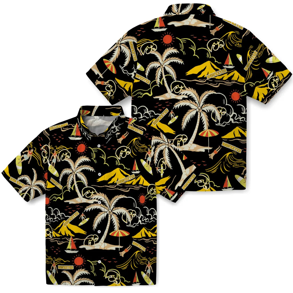Iowa Hawkeyes Hawaiian Shirt - Palm Tree Island | Hula Hawaiian Shirts