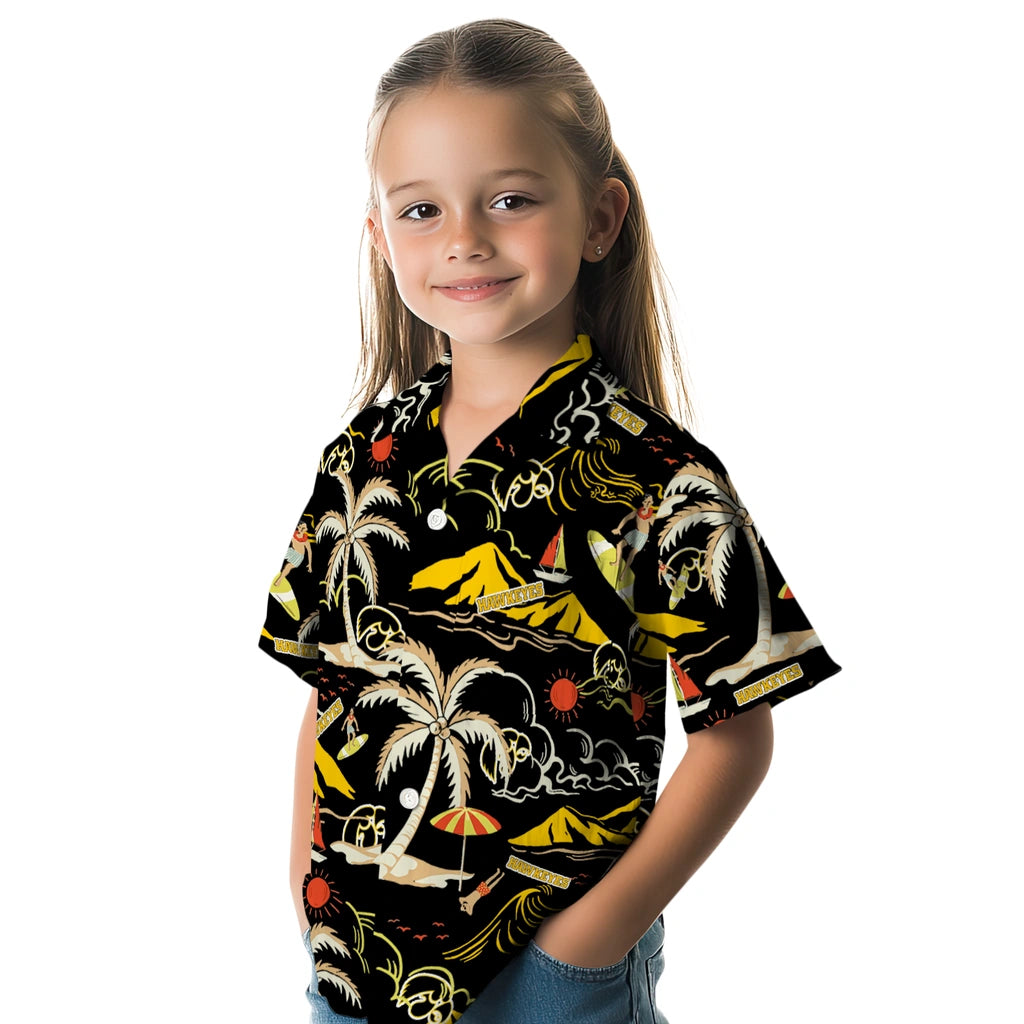 Iowa Hawkeyes Hawaiian Shirt - Palm Tree Island | Hula Hawaiian Shirts