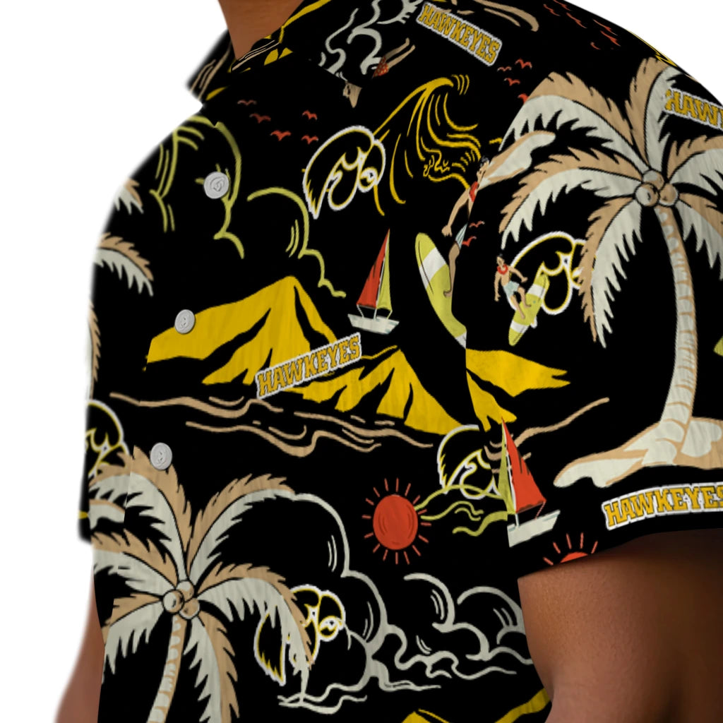 Iowa Hawkeyes Hawaiian Shirt - Palm Tree Island | Hula Hawaiian Shirts