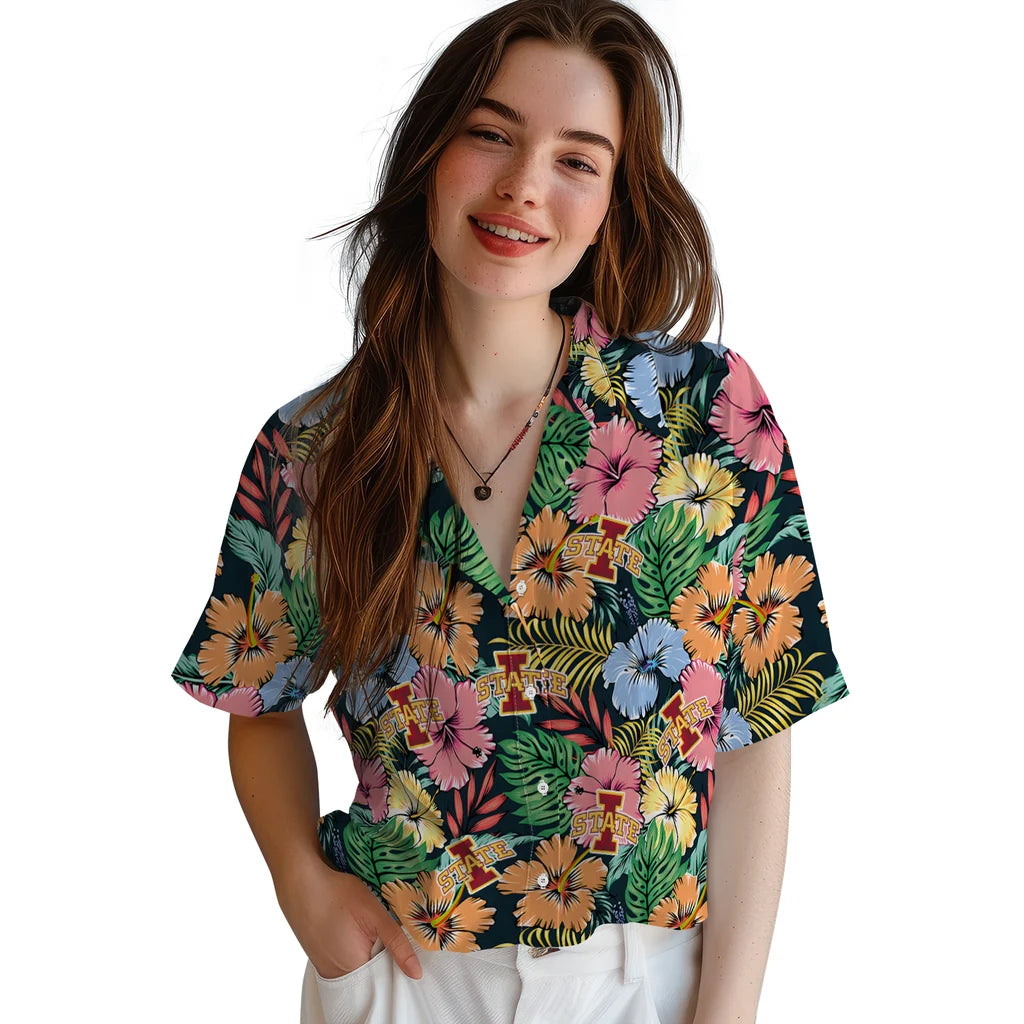 Iowa State Cyclones Hawaiian Shirt - Brilliant Hibiscus Garden | Hula Hawaiian Shirts