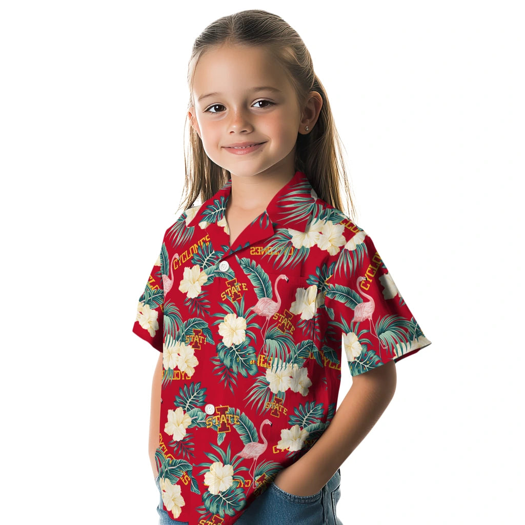 Iowa State Cyclones Hawaiian Shirt - Flamingo and Hibiscus | Hula Hawaiian Shirts