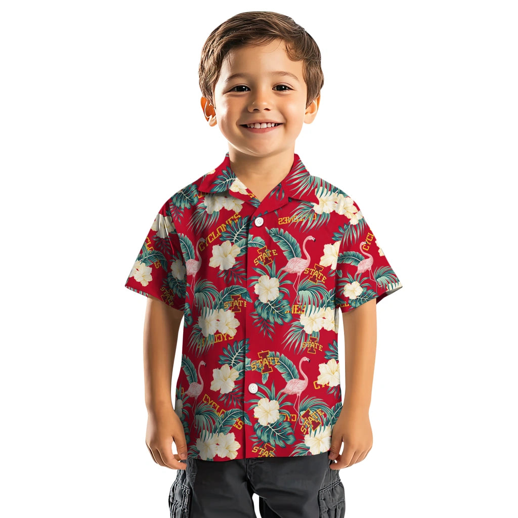 Iowa State Cyclones Hawaiian Shirt - Flamingo and Hibiscus | Hula Hawaiian Shirts