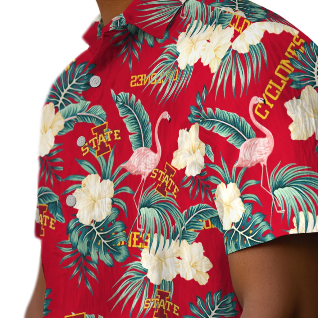 Iowa State Cyclones Hawaiian Shirt - Flamingo and Hibiscus | Hula Hawaiian Shirts