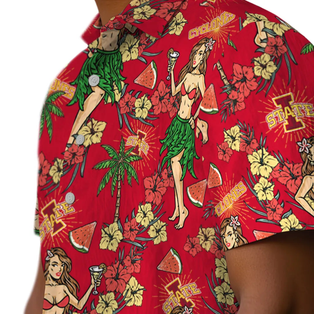 Iowa State Cyclones Hawaiian Shirt - Hawaiian Girls Design | Hula Hawaiian Shirts