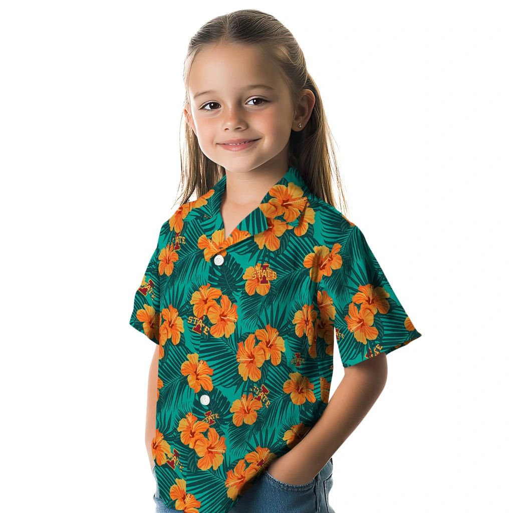 Iowa State Cyclones Hawaiian Shirt - Hibiscus and Palm Leaves | Hula Hawaiian Shirts
