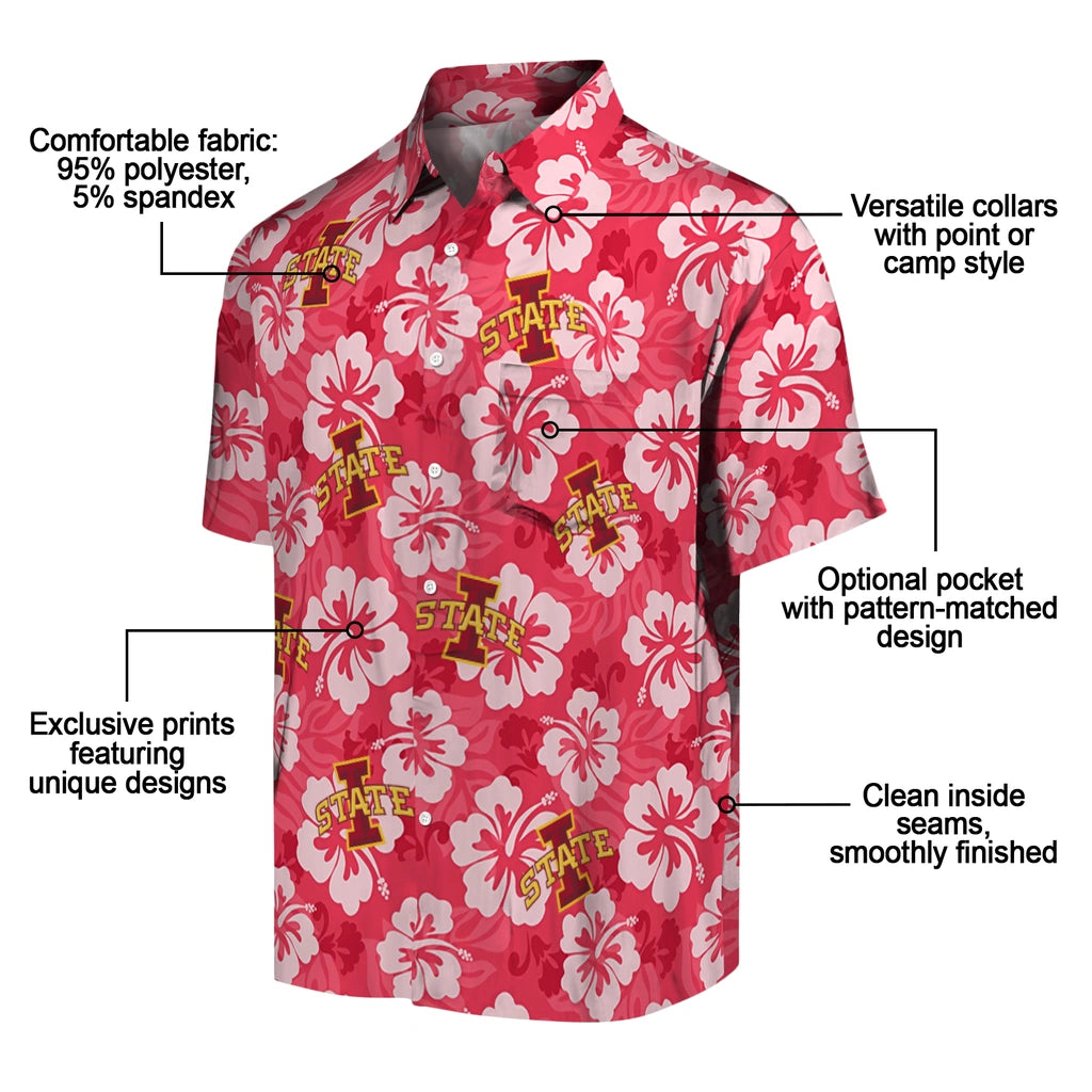 Iowa State Cyclones Hawaiian Shirt - Hibiscus Cluster | Hula Hawaiian Shirts