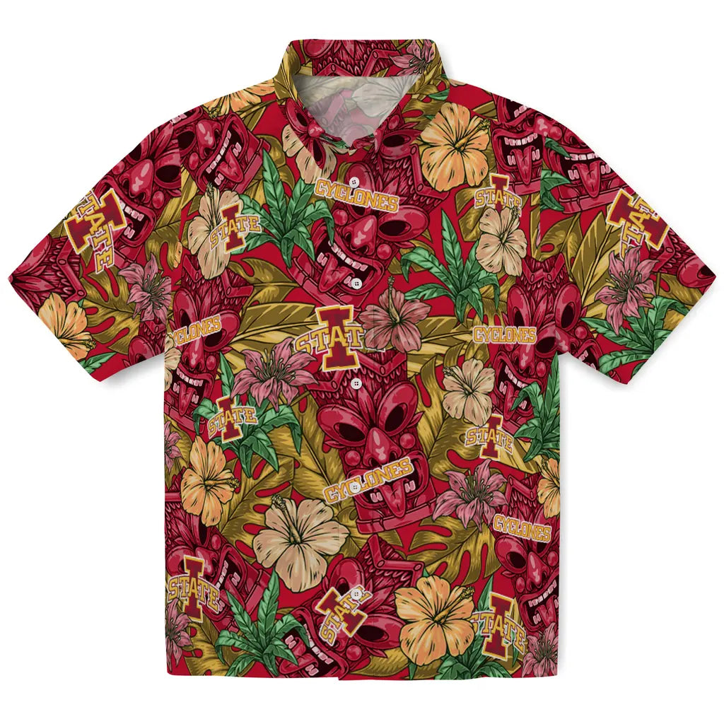 Iowa State Cyclones Hawaiian Shirt - Hibiscus Tiki Jungle | Hula Hawaiian Shirts