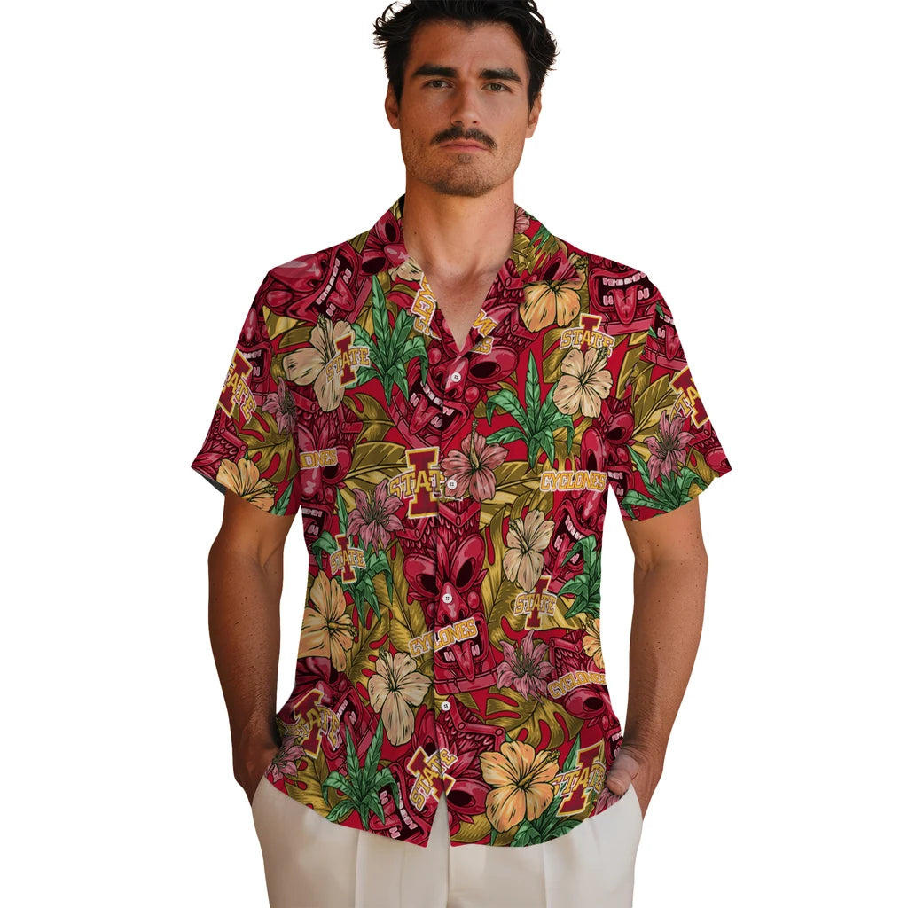 Iowa State Cyclones Hawaiian Shirt - Hibiscus Tiki Jungle | Hula Hawaiian Shirts