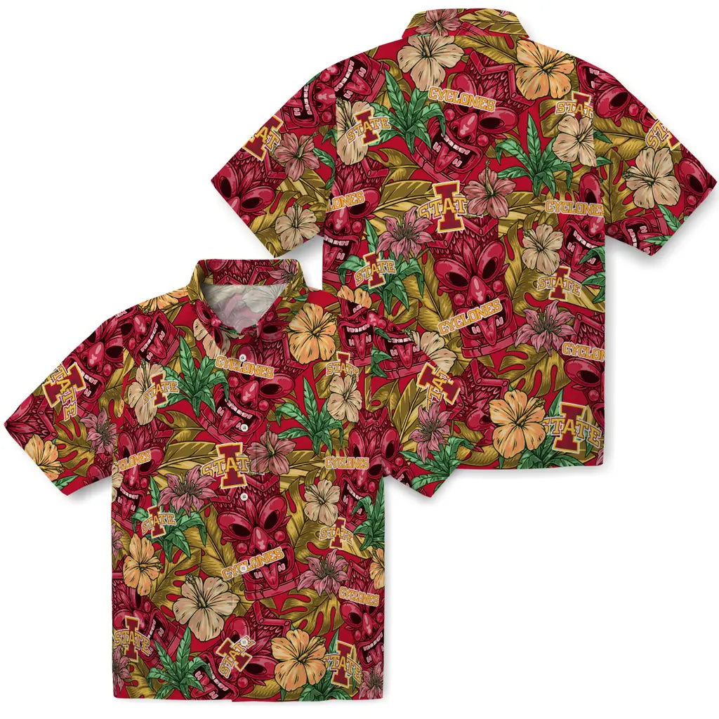 Iowa State Cyclones Hawaiian Shirt - Hibiscus Tiki Jungle | Hula Hawaiian Shirts