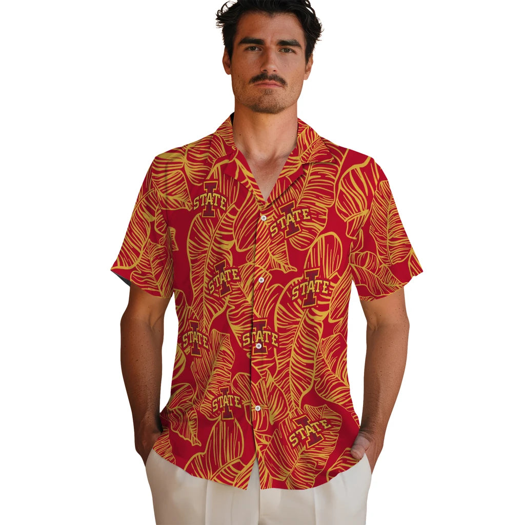 Iowa State Cyclones Hawaiian Shirt - Leaf Outline | Hula Hawaiian Shirts