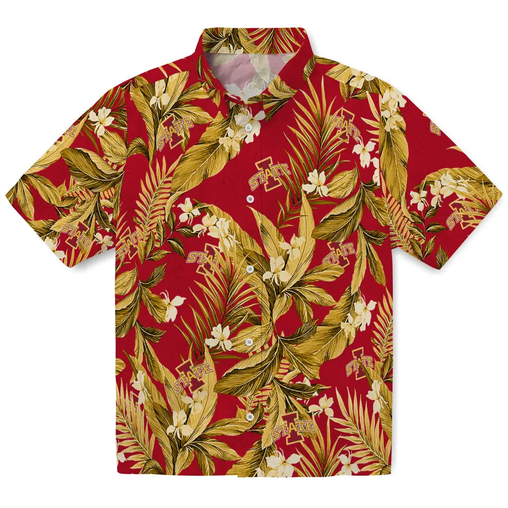 Iowa State Cyclones Hawaiian Shirt - Palm Leaves | Hula Hawaiian Shirts