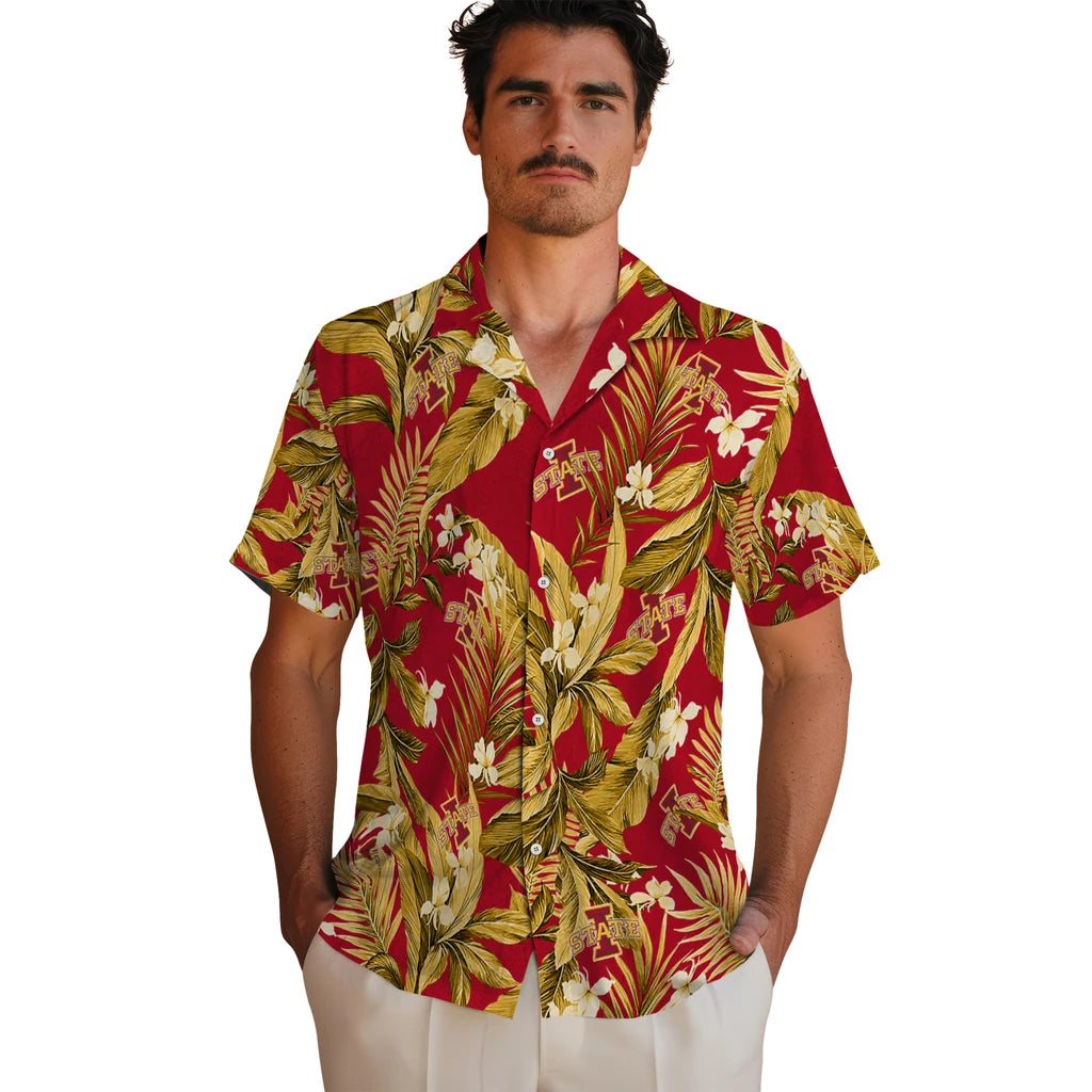 Iowa State Cyclones Hawaiian Shirt - Palm Leaves | Hula Hawaiian Shirts