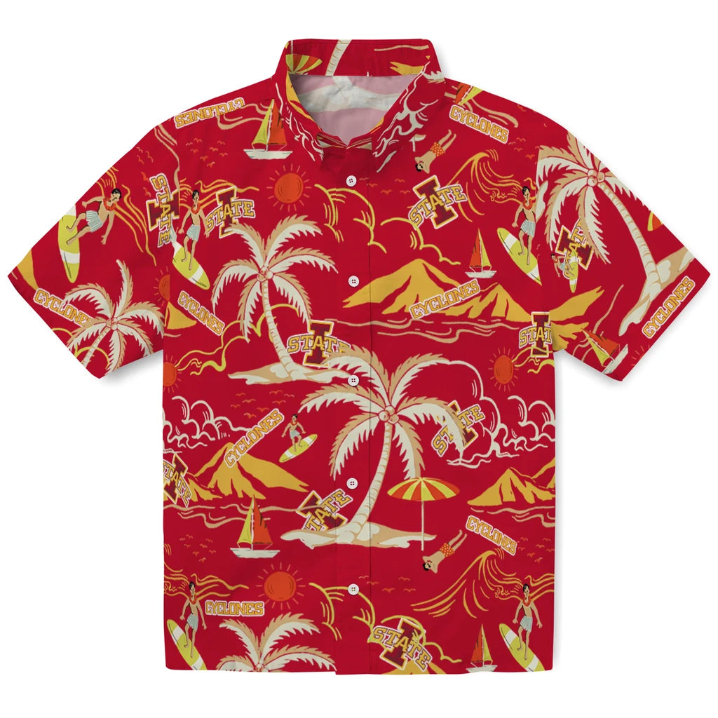 Iowa State Cyclones Hawaiian Shirt - Palm Tree Island | Hula Hawaiian Shirts
