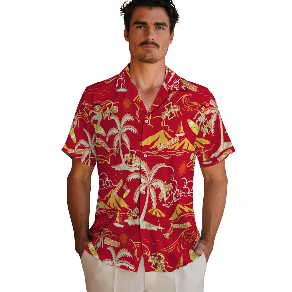 Iowa State Cyclones Hawaiian Shirt - Palm Tree Island | Hula Hawaiian Shirts