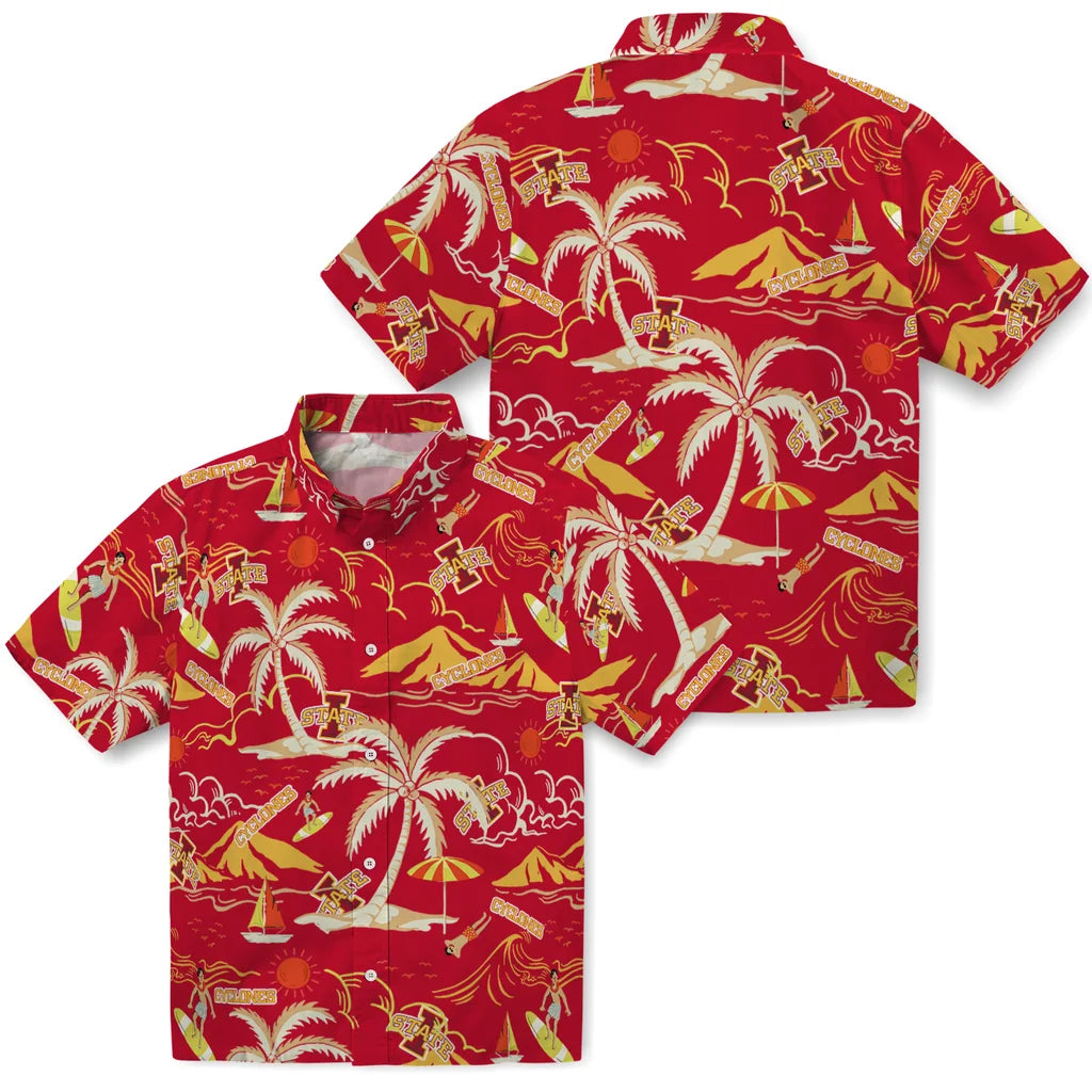 Iowa State Cyclones Hawaiian Shirt - Palm Tree Island | Hula Hawaiian Shirts