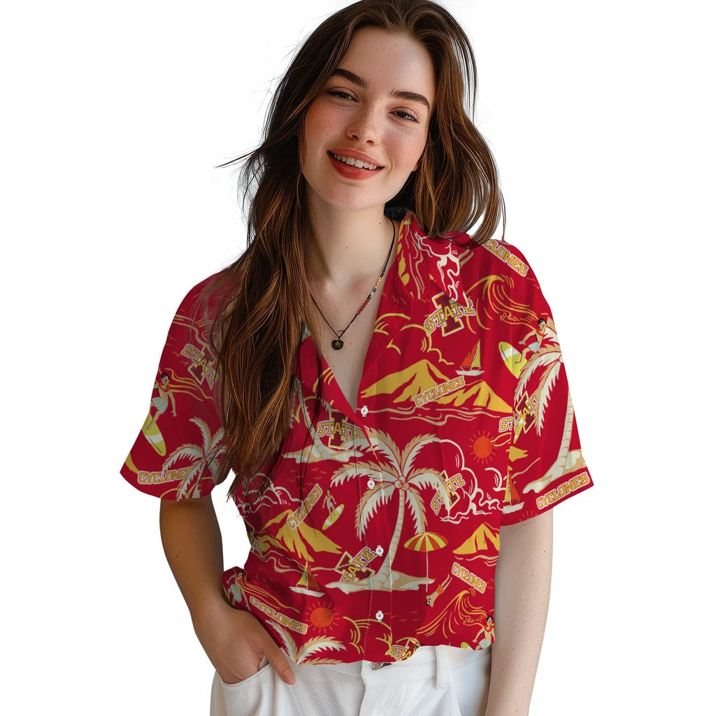 Iowa State Cyclones Hawaiian Shirt - Palm Tree Island | Hula Hawaiian Shirts