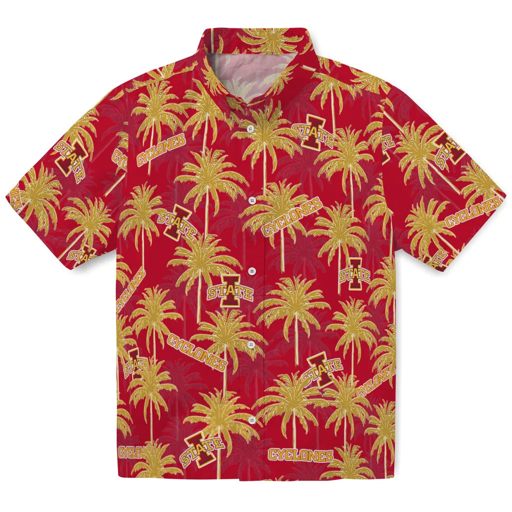 Iowa State Cyclones Hawaiian Shirt - Palm Tree Motif | Hula Hawaiian Shirts