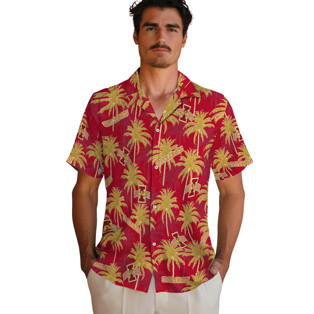 Iowa State Cyclones Hawaiian Shirt - Palm Tree Motif | Hula Hawaiian Shirts