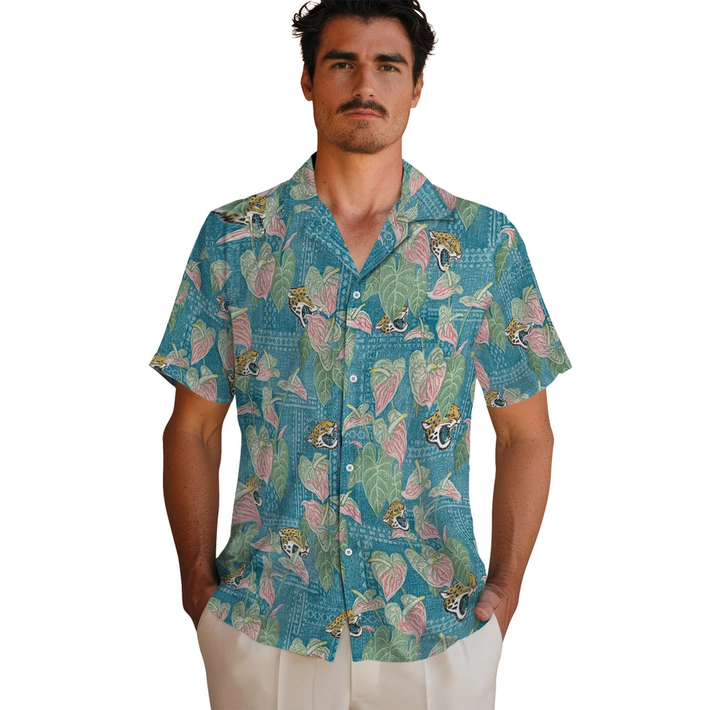 Jacksonville Jaguars Hawaiian Shirt - Anthurium Overlay | Hula Hawaiian Shirts