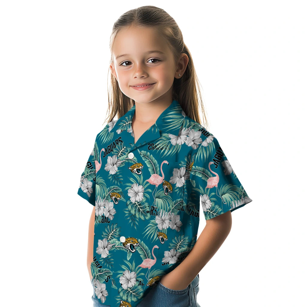 Jacksonville Jaguars Hawaiian Shirt - Flamingo and Hibiscus | Hula Hawaiian Shirts