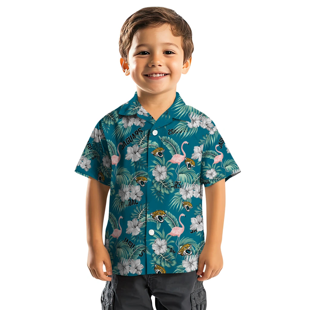 Jacksonville Jaguars Hawaiian Shirt - Flamingo and Hibiscus | Hula Hawaiian Shirts