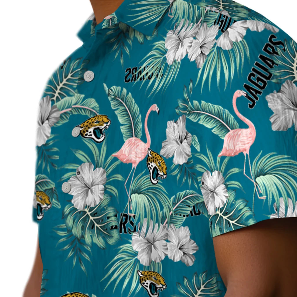 Jacksonville Jaguars Hawaiian Shirt - Flamingo and Hibiscus | Hula Hawaiian Shirts