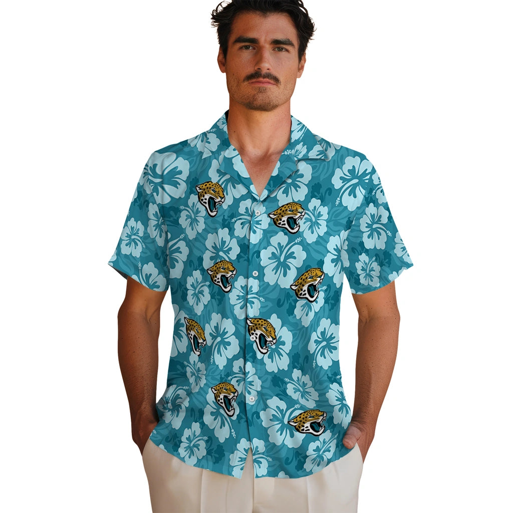 Jacksonville Jaguars Hawaiian Shirt - Hibiscus Cluster | Hula Hawaiian Shirts