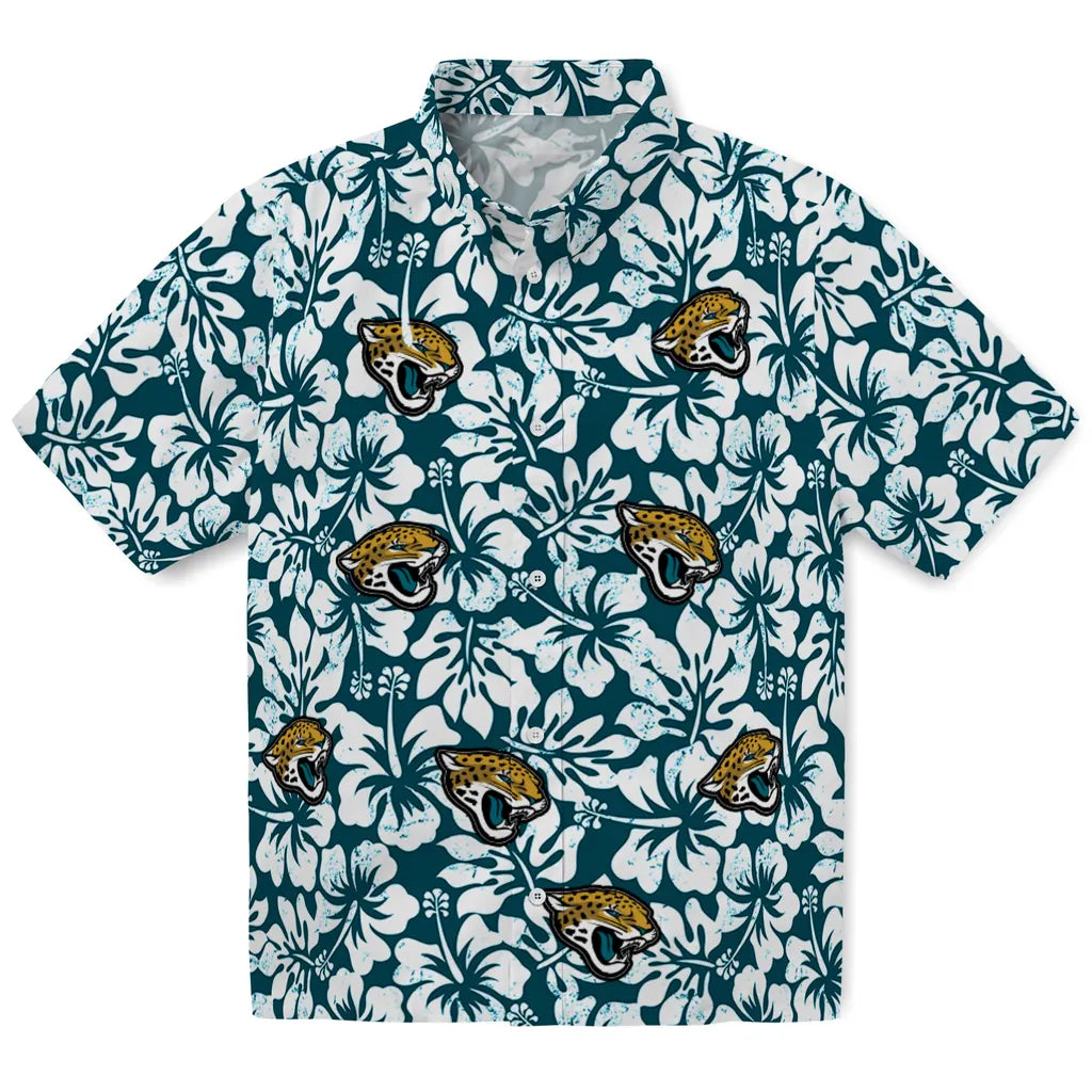 Jacksonville Jaguars Hawaiian Shirt - Hibiscus Motif | Hula Hawaiian Shirts
