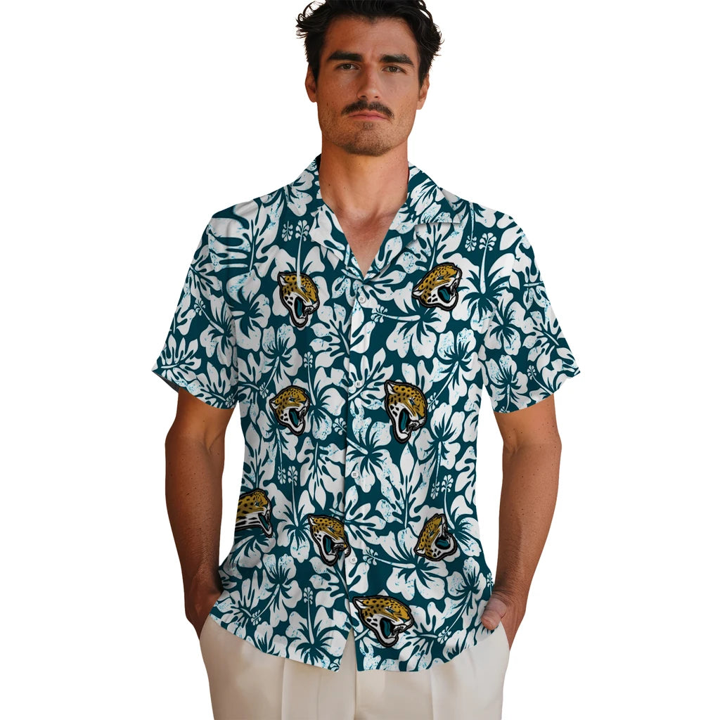Jacksonville Jaguars Hawaiian Shirt - Hibiscus Motif | Hula Hawaiian Shirts
