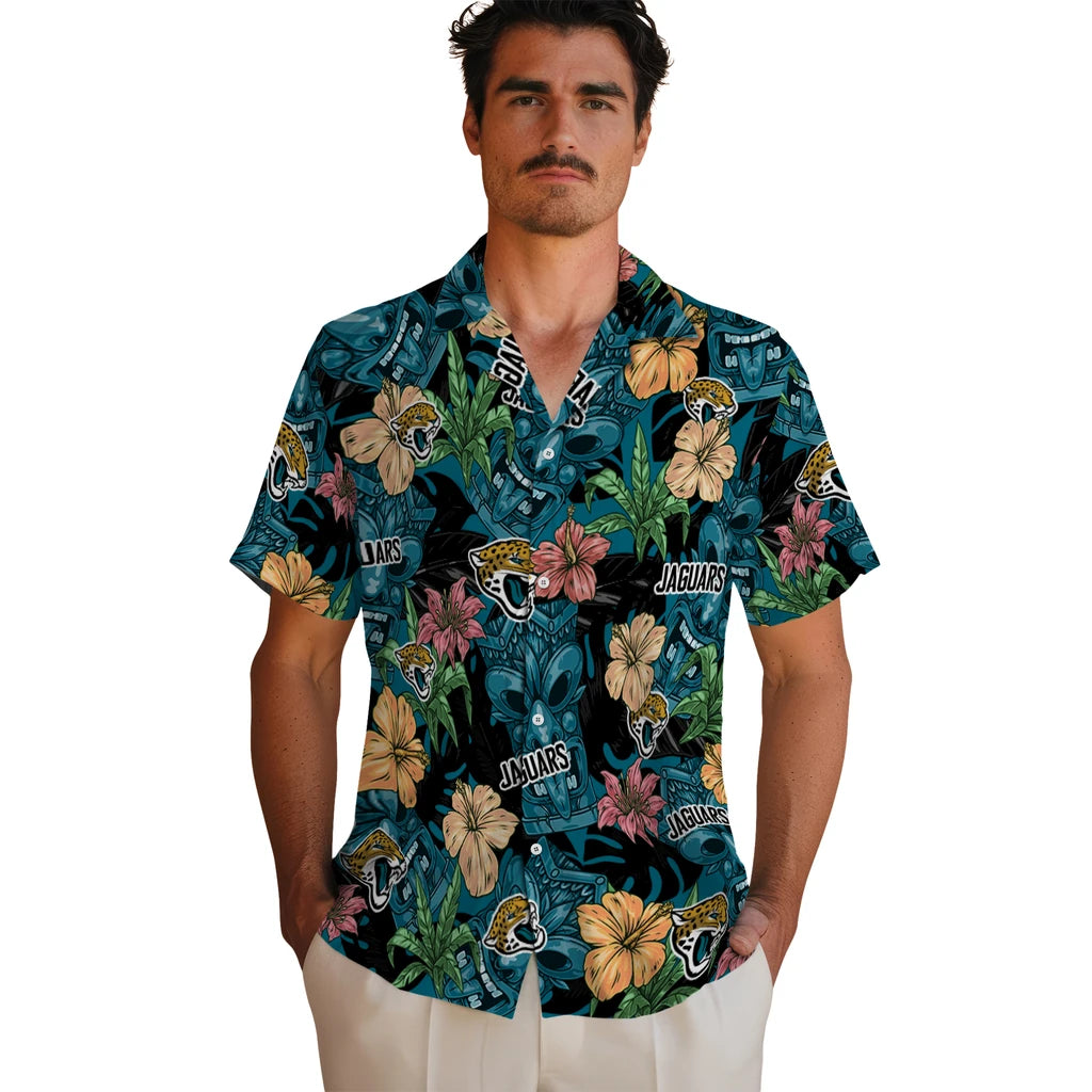 Jacksonville Jaguars Hawaiian Shirt - Hibiscus Tiki Jungle | Hula Hawaiian Shirts