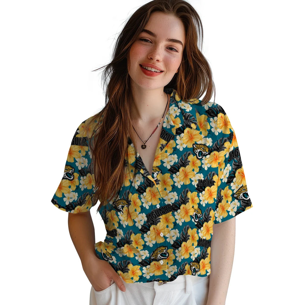 Jacksonville Jaguars Hawaiian Shirt - Hibiscus Tropics | Hula Hawaiian Shirts
